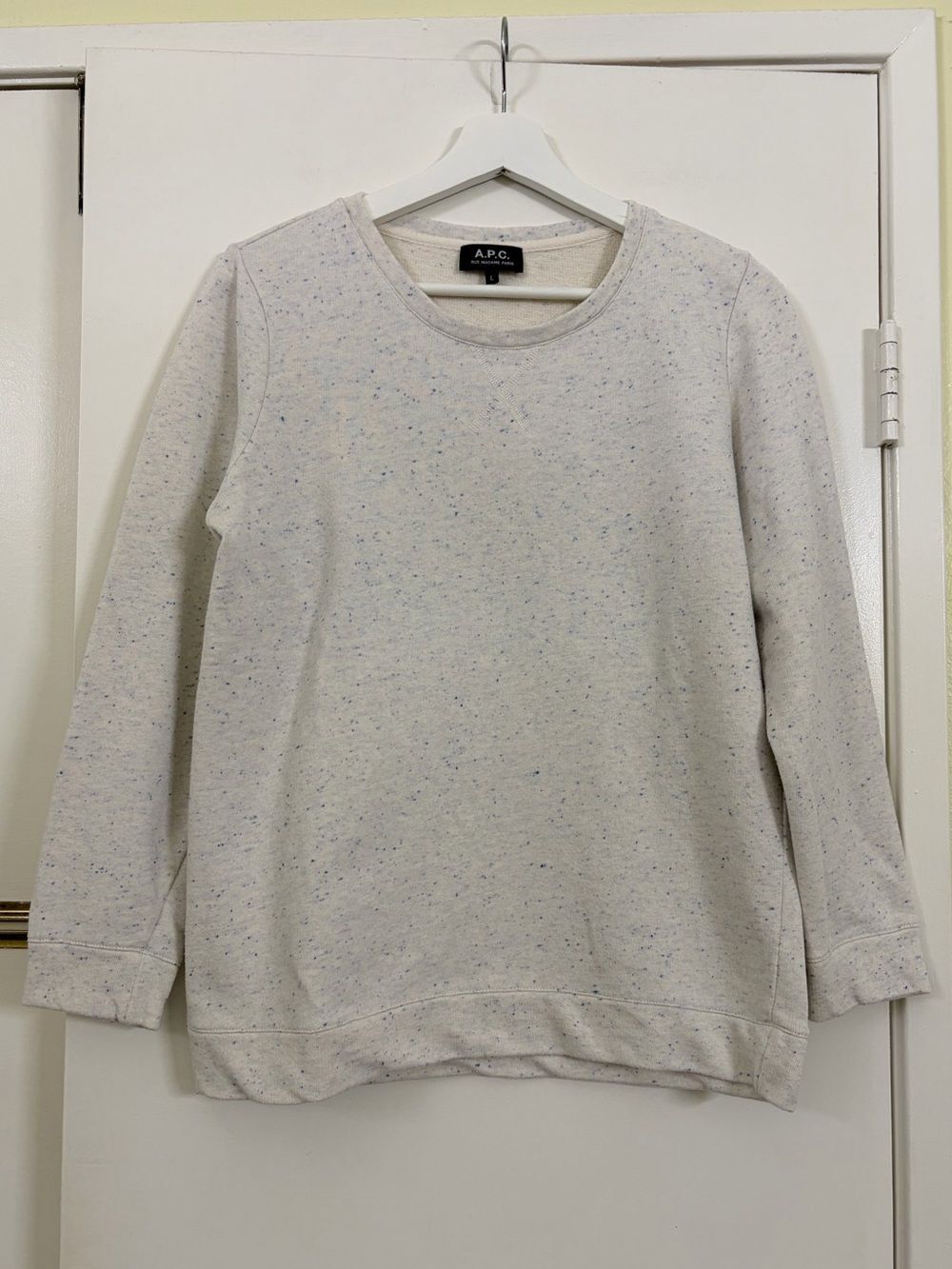 A.P.C. Rue Madame Paris Speckled Crewneck Sweatshirt Blue Flecked L Parisian